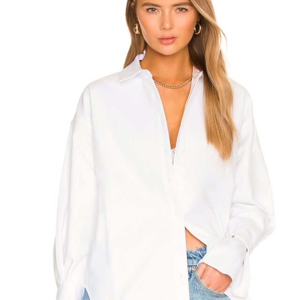 White Good American poplin button shirt Sz L/XL
